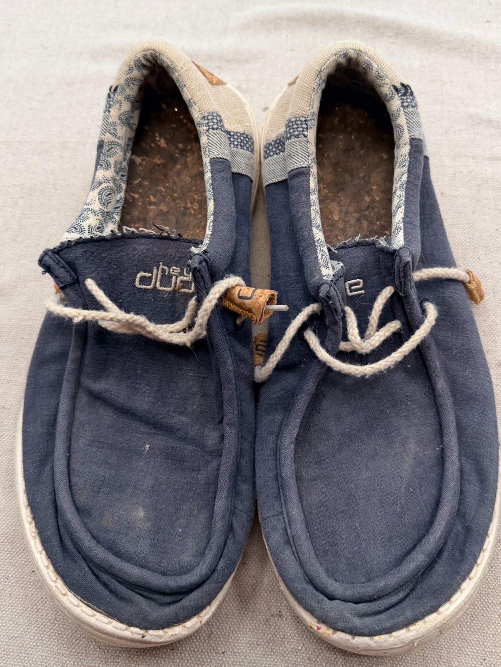 Hey Dude ' Navy Canvas Wally Linen  Slip-On Shoes